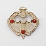 Ortak Sterling Silver Carnelian Agate Celtic Knot Brooch Vintage 1987 Edinburgh
