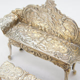 Sterling Silver Miniature Dolls House Sofa & Footstool Vintage Birmingham