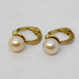 Sterling Silver Gilt Pearl Set Clip-On Earrings Vintage c1970