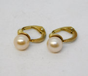Sterling Silver Gilt Pearl Set Clip-On Earrings Vintage c1970