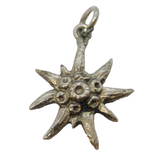 Sterling Silver Edelweiss Flower Charm Pendant Vintage c1970