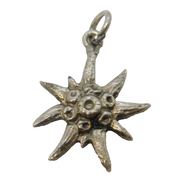 Sterling Silver Edelweiss Flower Charm Pendant Vintage c1970