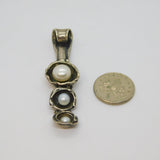 Sterling Silver Triple Button Pearl Graduating Hinged Pendant Modern c1990s