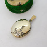 Sterling Silver Gilt Floral Pattern Locket Pendant Vintage c1970