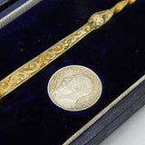 George V Sterling Silver Anointing Spoon & Coin Coronation Box Set Antique 1911