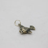 Continental 835 Silver Patterned Goldfish Form Charm Pendant Vintage c1970s