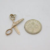 Sterling Silver Patterned Articulated Scissors Charm Pendant Vintage c1970s