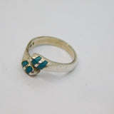 Sterling Silver Natural Turquoise Crossover Studio Ring Vintage c1970 Size M