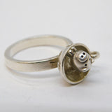 Studio Sterling Silver Pig in the Teacup Novelty Dress Ring Vintage c2000