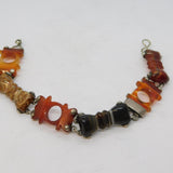 Victorian Scottish Sterling Silver, Agate & Granite Panel Bracelet Antique c1860
