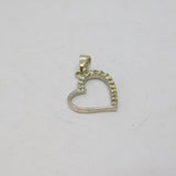 Sterling Silver Crystal Offset Open Heart Charm Pendant Modern c2000s