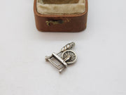 Sterling Silver Spinning Wheel Sewing Charm Pendant Vintage c1970