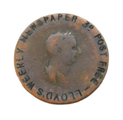 George III Free Lloyds Weekly Newspaper Half-Penny Coin Medallion Antique