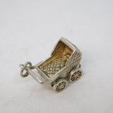 Sterling Silver Baby in the Pram Charm Pendant Vintage c1970