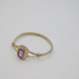 Sterling Silver Oval Amethyst Solitaire Dress Ring Vintage c1970 Size Q 1/2