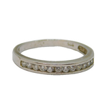 Sterling Silver 12 White Topaz Half Eternity Band Ring Modern c1990 Size N 1/2