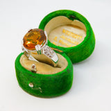 Sterling Silver Large Topaz & Spinel Set Dress Ring Vintage c1970 Size N 1/2