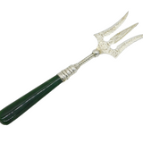 New Zealand Sterling Silver Nephrite Jade 'Kia Ora' Cake Fork Antique c1890