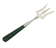 New Zealand Sterling Silver Nephrite Jade 'Kia Ora' Cake Fork Antique c1890