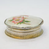 Sterling Silver & Enamel Floral Decorated Pill Box Antique 1911 Birmingham AF