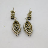 Pair of Sterling Silver Black Onyx & White Sapphire Stud Earrings Vintage c1990