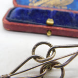 Sterling Silver Twisted Knot Form Garnet Set Brooch Vintage c1960