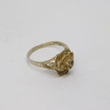 Sterling Silver Rose Flower Dress Ring Vintage c1970 Size P 1/2