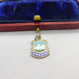 Sterling Silver and Enamel Wimborne Travel Shield Charm Pendant Vintage c1970