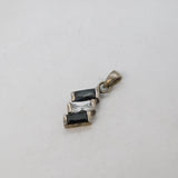 Sterling Silver Sapphire & Paste Set Drop Charm Pendant Vintage c1970