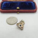 Sterling Silver Teddy Bear with Moonstone Charm Pendant Vintage c1970