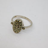Sterling Silver Marcasite Set Oval Art Deco Dress Ring Antique c1930 Size L