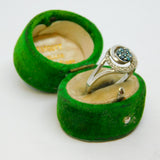 Sterling Silver Blue & White Diamond Circle Swirl Ring Vintage c1970 Size M 1/2