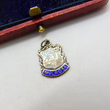 Sterling Silver and Enamel Melrose Travel Shield Charm Pendant Vintage c1970