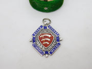 Sterling Silver Enamel Essex County Fob Medal Antique 1938 Birmingham