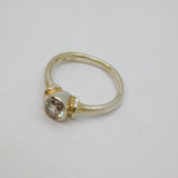 Sterling Silver White Topaz Studio Style Band Ring Modern c1990 Size O