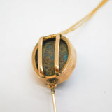 Austro-Hungarian 9ct Gold, Turquoise & Diamond Drop Pendant Necklace Antique