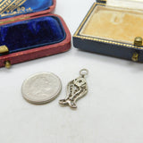 Sterling Silver Filigree Fish Charm Pendant Vintage c1970