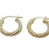 Pair of Sterling Silver Patterned Round Huggie Hoop Earrings Vintage c1970