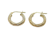 Pair of Sterling Silver Patterned Round Huggie Hoop Earrings Vintage c1970