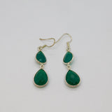 Pair of Sterling Silver Faceted Green Hardstone Peardrop Earrings Modern c2000
