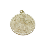 Sterling Silver Matte Finish Round St Christopher Travel Pendant Vintage 1977