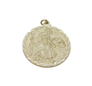 Sterling Silver Matte Finish Round St Christopher Travel Pendant Vintage 1977