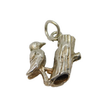 Sterling Silver Bird On Branch Charm Pendant Vintage c1970