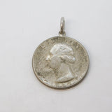 Silver Metal USA Quarter Coin Charm Pendant Vintage c1970