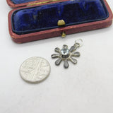 Sterling Silver Blue Topaz Paint Splatter Charm Pendant Vintage c1970