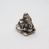 Sterling Silver Ganesha Hindu Interest Chunky Ring Vintage c1970 Size P
