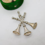 Sterling Silver Three Horns Brooch Pin Vintage 1993 London