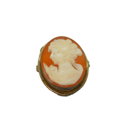 Continental .800 Silver Carved Cameo Oval Brooch Pin Or Pendant Vintage c1970