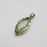 Sterling Silver Faceted Green Tourmaline Large Ellipse Pendant Vintage c1970s