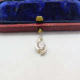 Sterling Silver Diamond Paste Swirl Drop Charm Pendant Vintage c1970